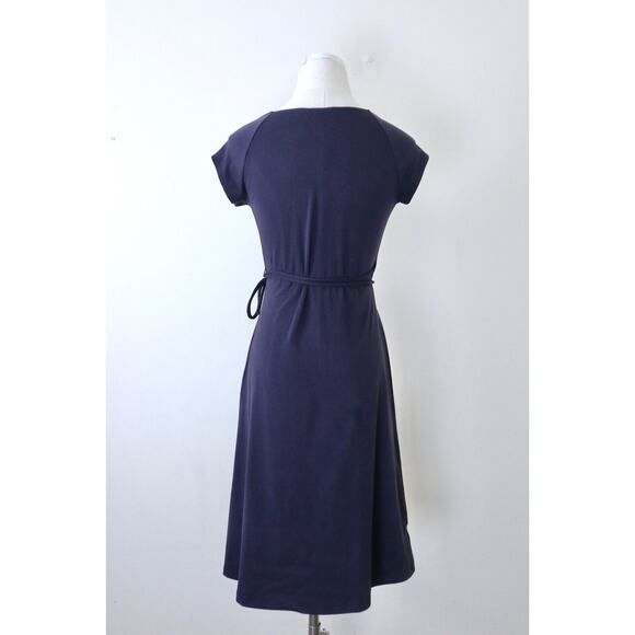 Susana Monaco Size XS Jersey Knit Wrap Dress Cap Sleeve Tie Waist V Neck Navy - Picture 8 of 11